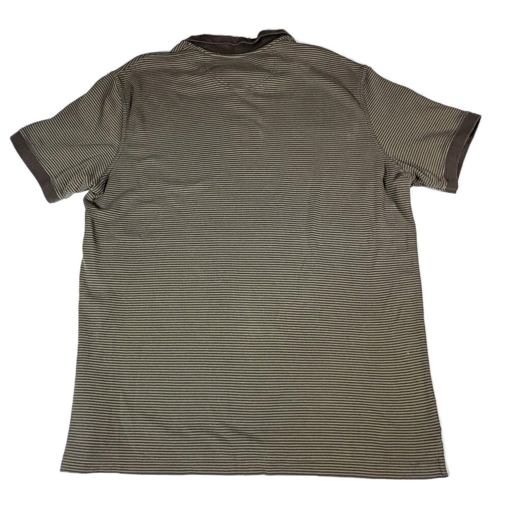 Eddie Bauer Striped Heavyweight 100% Cotton Polo Shirt Men's L Tall Brown SOFT - Picture 2 of 8